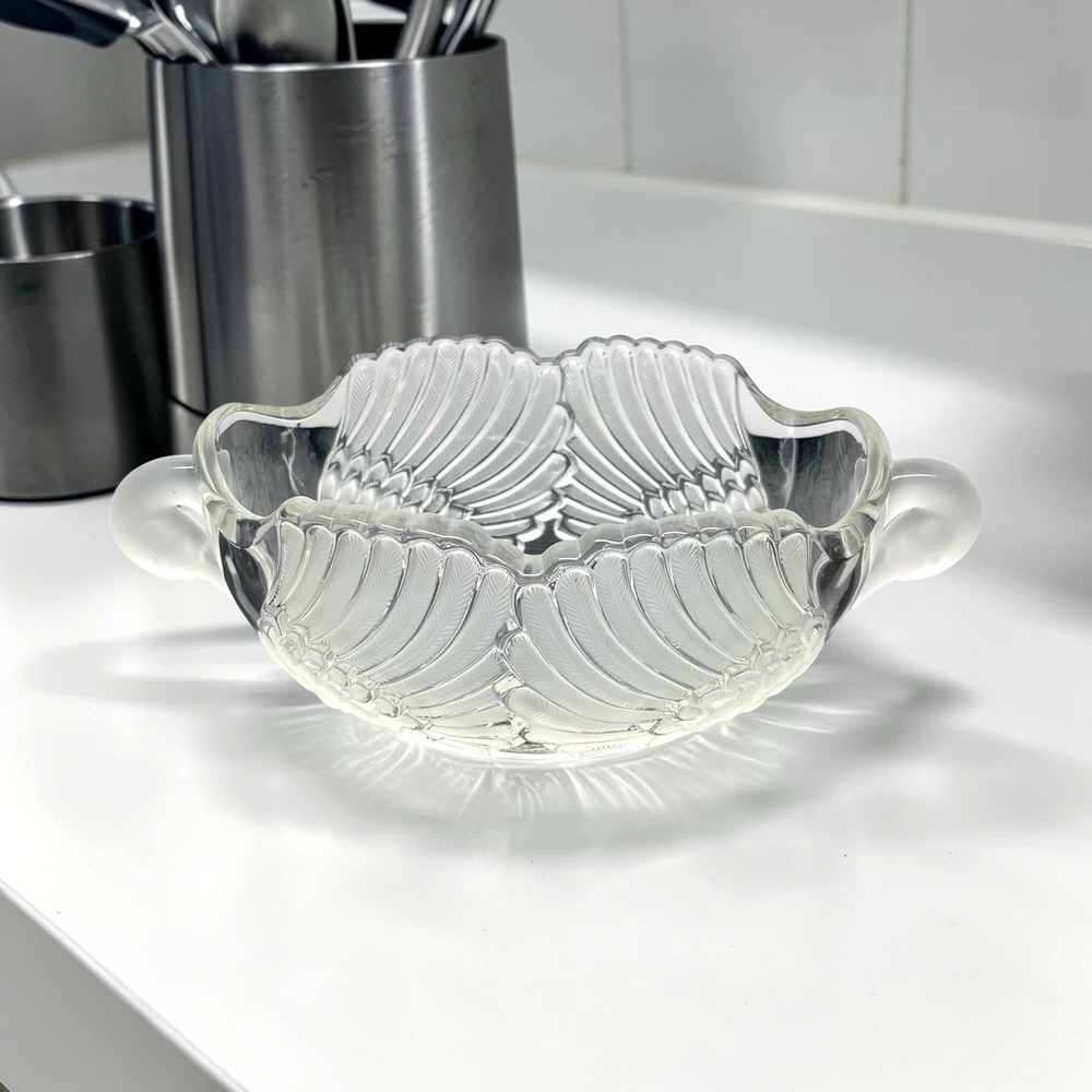 Vintage‎ Mikasa Walter Glas Frosted Crystal Double Headed Swan Fruit Candy Bowl